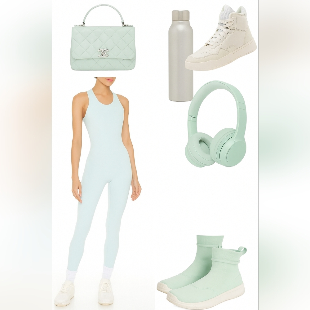 ☆Forever 21 Light Blue Sleeveless Activewear Jumpsuit☆ - Picture 2 of 4